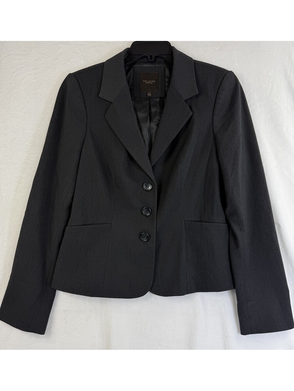 The Limited Blazer 6 Dark Gray Fitted Jacket 3 Button Womens